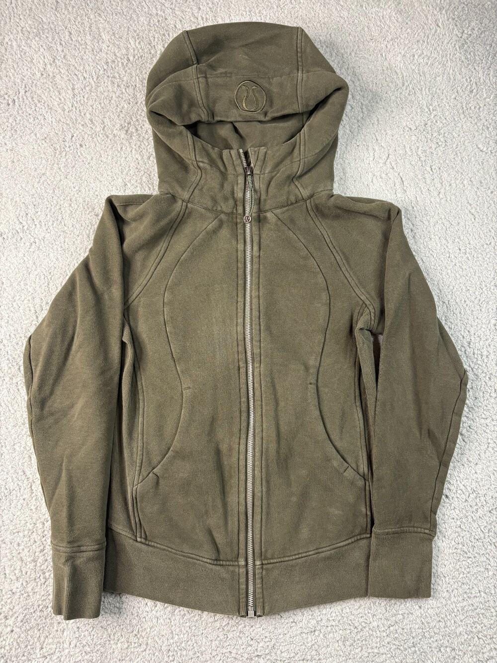 Lululemon Scuba Hoodie Women's Size 4 Green Fleece Full-Zip Long Sleeves